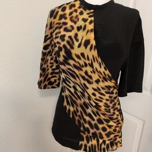 Stella McCartney Animal Print/Black Combo Silk Women's Top, NWT, Size 36